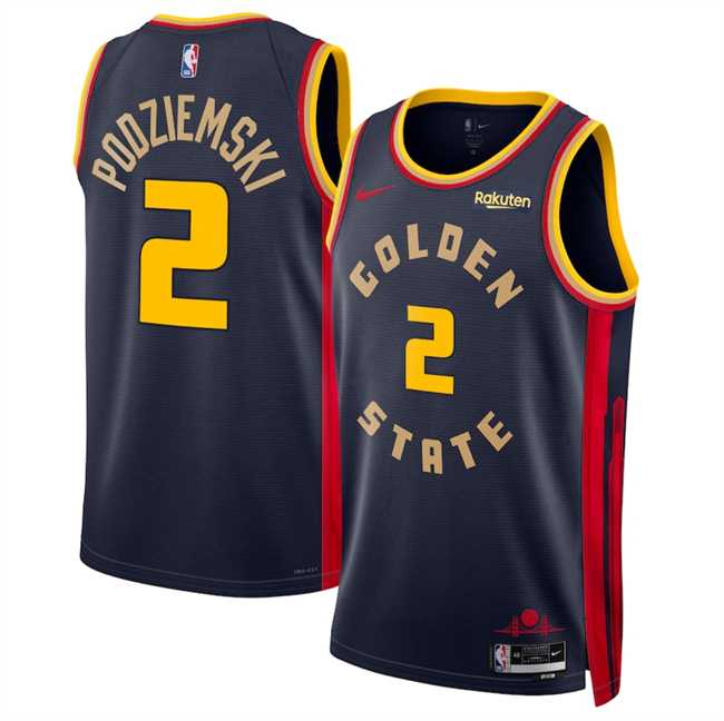 Mens Golden State Warriors #2 Brandin Podziemski Navy 2024-25 City Edition Stitched Jersey Dzhi